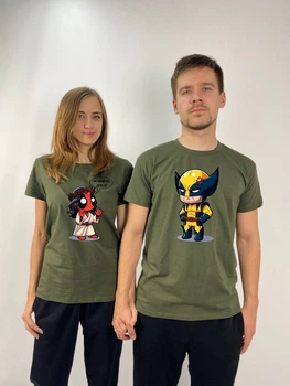 Футболки хлопці "Дедпул та Росомаха", L, L, Xакі (363)