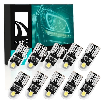 Комплект світлодіодних ламп NAPO LED T10-3030-2smd W5W T10 колір світіння білий 10 шт
