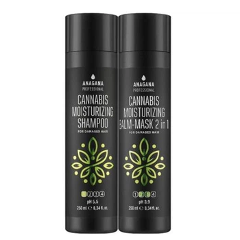 Набор Anagana Professional Duos Cannabis Moisturizing Set для увлажнения поврежденных волос с маслом каннабиса: 250 мл + 250 мл