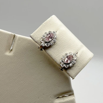 Сережки серебряные с розовым кварцем 1,9 г