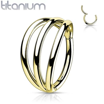 Кольцо кликер из титана Spikes RHT62-1608-GD серьга для пирсинга носа, уха, брови (1.2 мм, 8 мм)