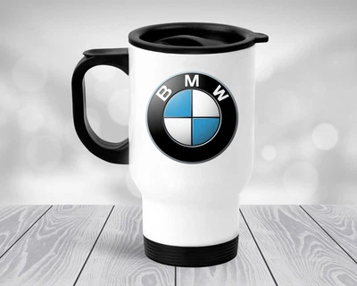 Термокружка BMW автомобильный бренд, автомобильная термокружка #01 450 мл Белая