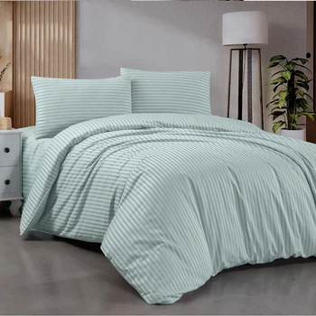 Комплект постельного белья Zastelli Mint Stripe сатин поликоттон евро 200х220 Зеленый