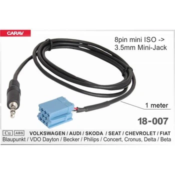 AUX адаптер 18-007 для VW / AUDI / SEAT / SKODA (Blaupunkt, VDO, Becker) 8pin mini-ISO -> 3.5m