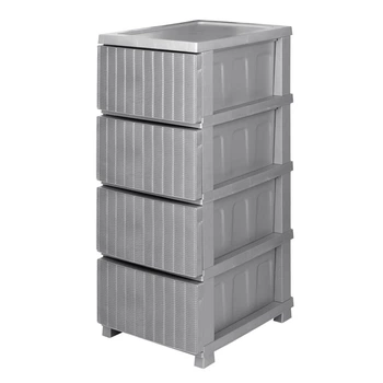 Комод R-plastic пластиковый R-Plastic Rotang на 4 яруса, серый