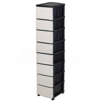 Комод R-plastic пластиковый R-Plastic Ротанг на 8 ящиков бело-черный
