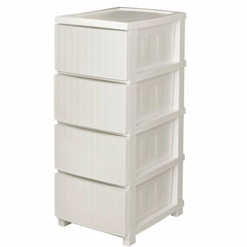 Комод R-plastic пластиковый R-Plastic Rotang на 4 яруса, белый