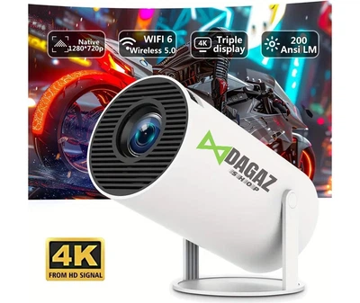 Проектор для дома с динамиком HY 300 4К WiFi Bluetooth + Пульт, домашний кинотеатр