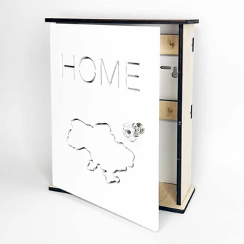 Ключница-шкафчик HOME c дверцей 26*18*7см дерево белая