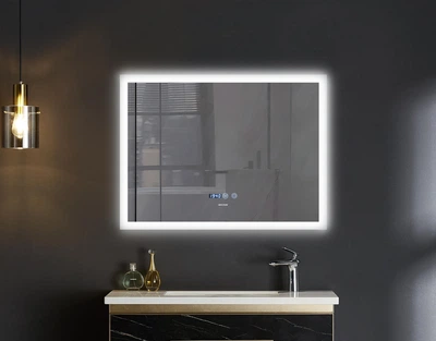 Зеркало Mixxus FLAT MR04-100x80 с LED Touch, Anti-fog, димером, регулировкой яркости, часами (MI6927)