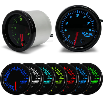 Покажчик тахометр стрілочний Ket Gauge 5205 RGB BLACK LED діодний d52мм прилад датчик автомобільний SV0709
