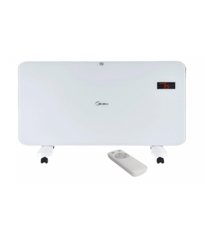 Конвектор Midea ndk15-15mr White, 2000w, настінний/підлоговий, закритий тип тену, площа обігріву 20 кв.м., зі скляною панеллю, 24 год. таймер, пульт керування, ніжки в комплекті