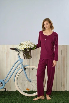 Женская пижама кофта-лонгслив и брюки Serenity 2XL марсала PJ5315-1