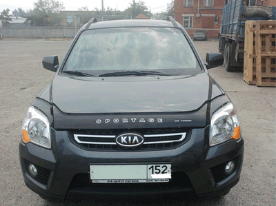 Дефлектор капота (мухобойка) для Kia Sportage 2004-2009 довга VIP