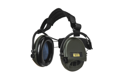 Активні навушники для стрільби Sordin Supreme Pro-X Neckband Olive із заднім тримачем під шолом