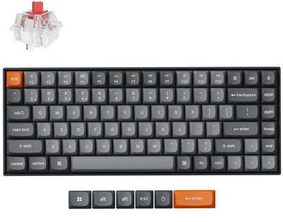 Клавіатура Keychron K2 Max 84Key, K Super Red, WL/BT/USB-A, QMK, EN/UKR, White Led, чорний (K2M-A1-UA)