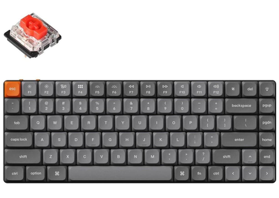 Клавіатура Keychron K3 Max 84Key, Gateron MX 2.0 Red, WL/BT/USB-A, QMK, Hot-swap, EN/UKR, RGB, чорний (K3M-H1-UA)