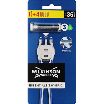 Бритва Wilkinson Sword Essentials 3 Hybrid 1+4 шт. (4027800513505)