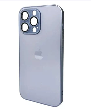 Чехол стеклянный противоударный матовый AG Silicone + Glass Case with MagSafe для iPhone 14 Pro Sierra Blue