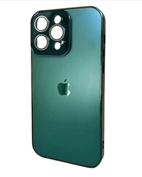 Чехол стеклянный противоударный матовый AG Silicone + Glass Case with MagSafe для iPhone 13 Pro Cangling Green