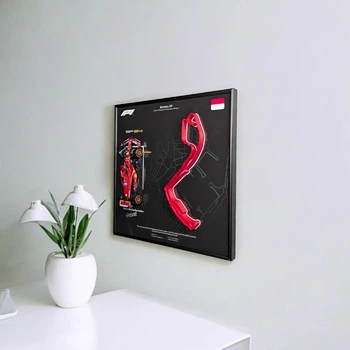 Моделью Bburago з Рамкою Тримачем 2в1 на Стіну або Полку з F1 Ferrari SF24 та 3D Трасою Monaco Grand Prix "Monte Carlo Circuit" / Сезон 2024 Season Model Car #16 Charles Leclerc / Шарль Леклер SF-24
