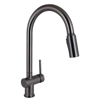 Смеситель для кухни Qtap Rozcesti с выдвижным изливом и подключением к осмосу Gunmetal Black PVD Графит