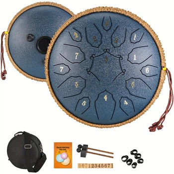 Глюкофон на 15 нот 30.5см с сумкой и аксессуарами Tongue Drum Navy Blue