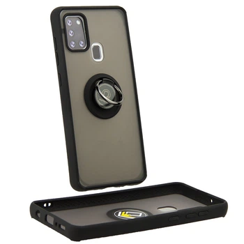 Чехол Fiji Colorframe для Samsung Galaxy A21s (A217) матовый бампер с кольцом подставкой Black