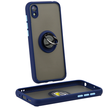 Чехол Fiji Colorframe для Honor 8S матовый бампер с кольцом подставкой Dark Blue