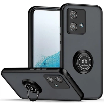 Чехол Fiji Colorframe для Motorola Edge 40 Neo матовый бампер с кольцом подставкой Black