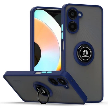 Чохол Fiji Colorframe для Realme 10 Pro 5G матовий бампер з кільцем підставкою Dark Blue
