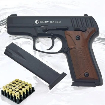 Стартовый сигнальный пистолет Blow TRZ-91402 AUTO + доп. магазин + 25 холостых патронов