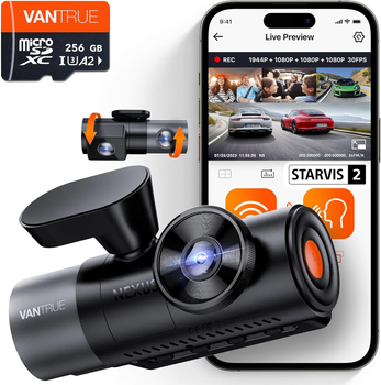 Відеореєстратор Vantrue N5 4К з 4 режимами паркування та записом на 360°