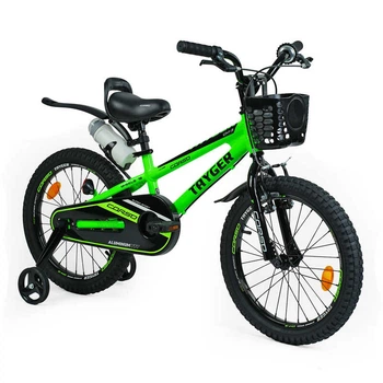 Детский двухколёсный велосипед CORSO TAYGER TG-14763 18" дюймов, алюминиевая рама, съемные страховочные колеса, дисковые тормоза, Зеленый