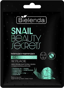 Балансирующая и регенерирующая черная тканевая маска - Bielenda Snail Beauty Secrets Black Sheet Mask (1391504-26209088)