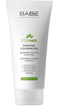 Очищающий гель для жирной и проблемной кожи - Babe Laboratorios Stop AKN Microbiome Care Purifying Cleansing Gel 400ml (1425498-28404912)