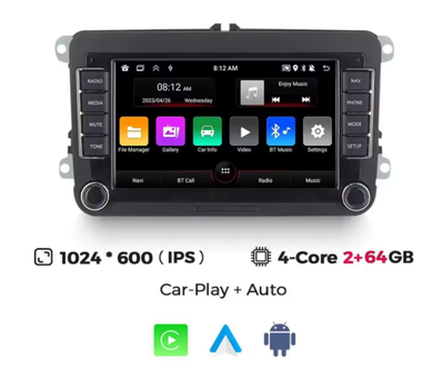 Сенсорна Автомагнітола Android 7 дюймів 2 Din для VW Seat Skoda Passat Golf Polo 2/64Гб