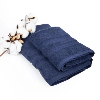 Рушники бавовняні ПЕТ 50х90/70х140 см 2 шт (500 г/м2) Dark Blue