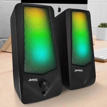 Компьютерные колонки акустическая система с RGB- подсветкой для ПК и ноутбука комплект акустики для компьютера JEDEL S52З черные
