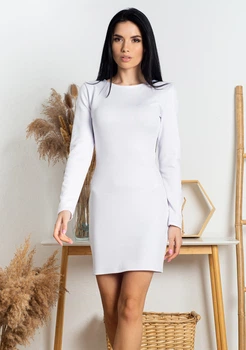 Платье женское короткое, обтягивающее. Белый 44