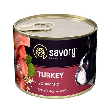 Влажный корм для взрослых собак всех пород с индейкой Savory 200 г
