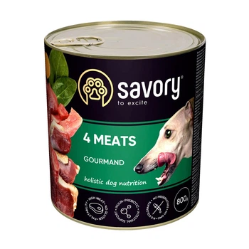 Влажный корм для взрослых собак с четырьмя видами мяса Savory 800 г