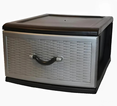 Пластиковый комод для дома, "Style", 1 ящик, 48х38х24см, комод из пластика Черно-серый