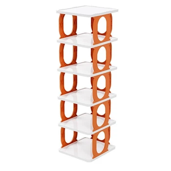 Органайзер-стеллаж для хранения обуви и вещей Shoe rack, универсальная полка для обуви 5-уровневая Белый/Оранжевый EYL-851