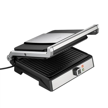 Электрогриль HOCO HE40 Dual heating smokeless no-stick electric frying pan с системой двойного подогрева | 1000W, 5 режимов температуры, антипригарное покрытие | Серебряный