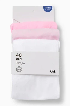 Колготы капроновые белые и розовые 40den 3шт C&A 110-116см (400099254)