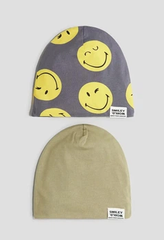 Шапка з джерсі сіра та оливкова Smile 2шт H&M 4-6 років (400099230)