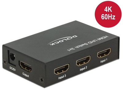 Hub Delock HDMI Splitter 3 x HDMI in 1 x HDMI out 4K (4043619186839)