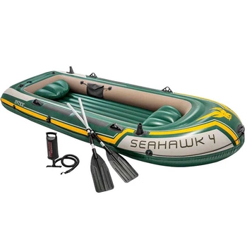 Чотиримісний надувний човен Intex 68351 Seahawk 4 Set, 351 х 145 см, (весла, ручний насос). 3-х камерний
