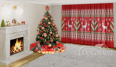 Новогодний Фото Тюль PHOTODECOR "Рождественский орнамент"